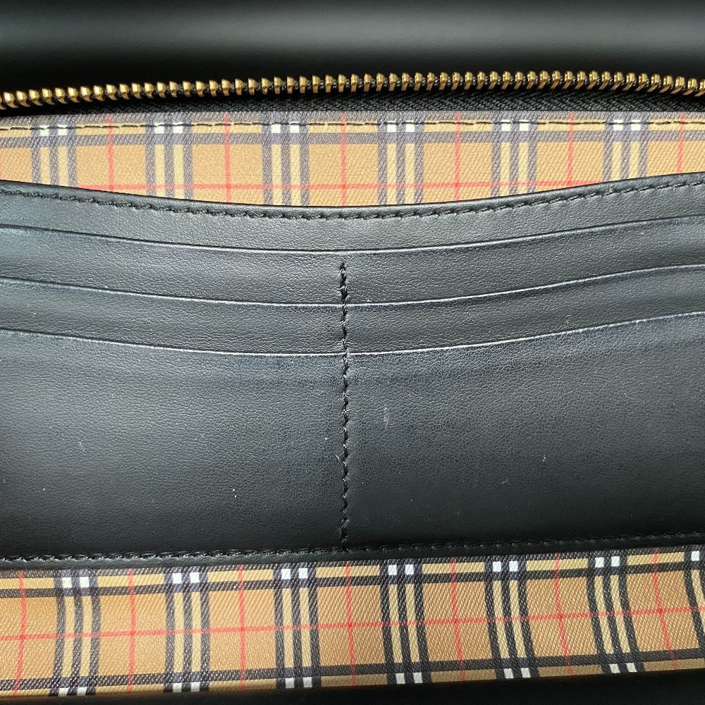 Burberry Zip Around Mini Vintage Check Wallet Antique Yellow Leather - Picture 5 of 12